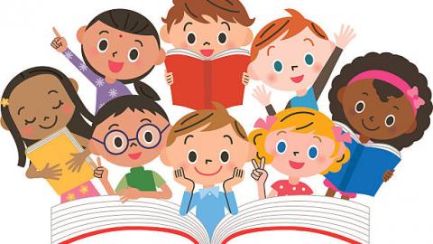 Kids with Book