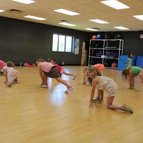 Children stretching in dance studio 